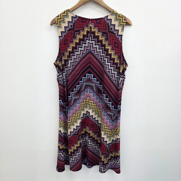 Jones Studio Sleeveless Aztec Swing Dress Womens Plus Size 2X Multicolor Chevron - Picture 2 of 11